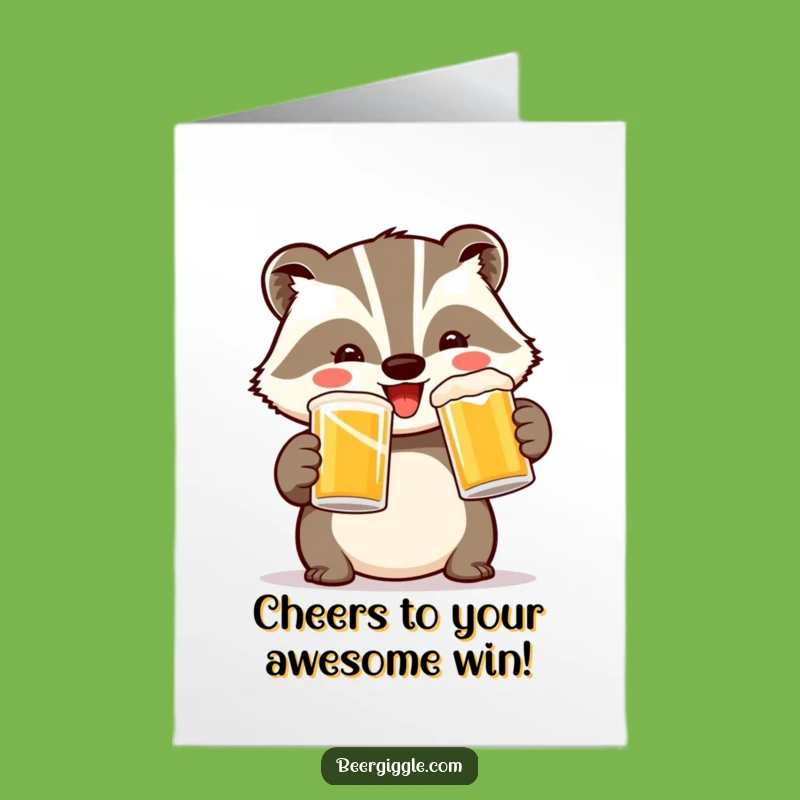 Free Printable Congrats Badger Card: Toasty Celebration Cheers!