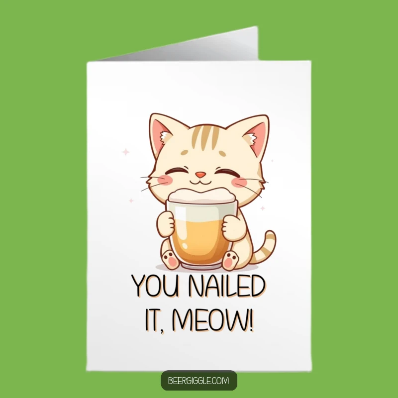 Free Printable Cat Congrats Card: Funny Beer Enjoyment for a Cheerful Downloadable Gift