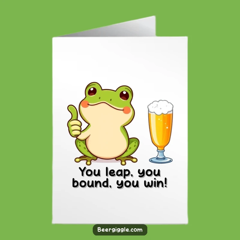 Free Printable Congrats Card: Funny Kawaii Frog Beer Thumbs Up DIY