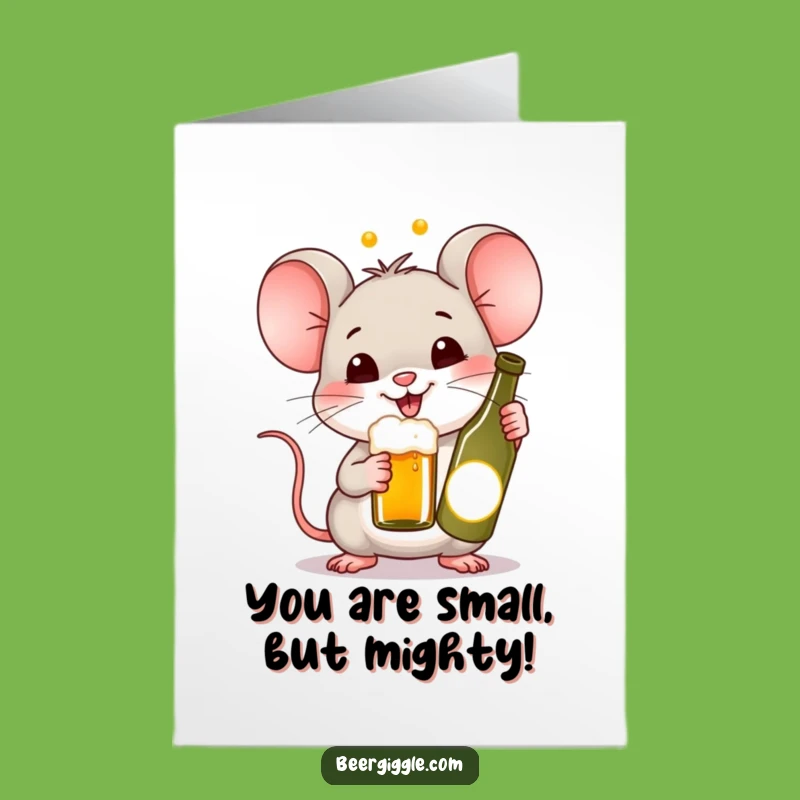 Free Printable Congrats Card: Funny Kawaii Mouse Beer Cheers DIY