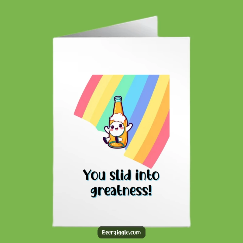 Free Printable Congrats Card: Kawaii Beer Bottle's Rainbow Toast