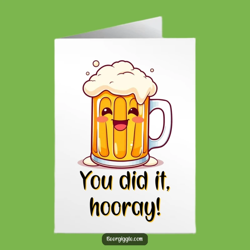 Free Printable Congrats Card: Kawaii Beer Mug Cheer, Downloadable Gift!