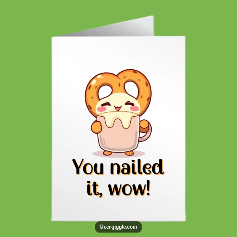 Free Printable Congrats Card: Kawaii Pretzel Winks, Funny Downloadable Gift!