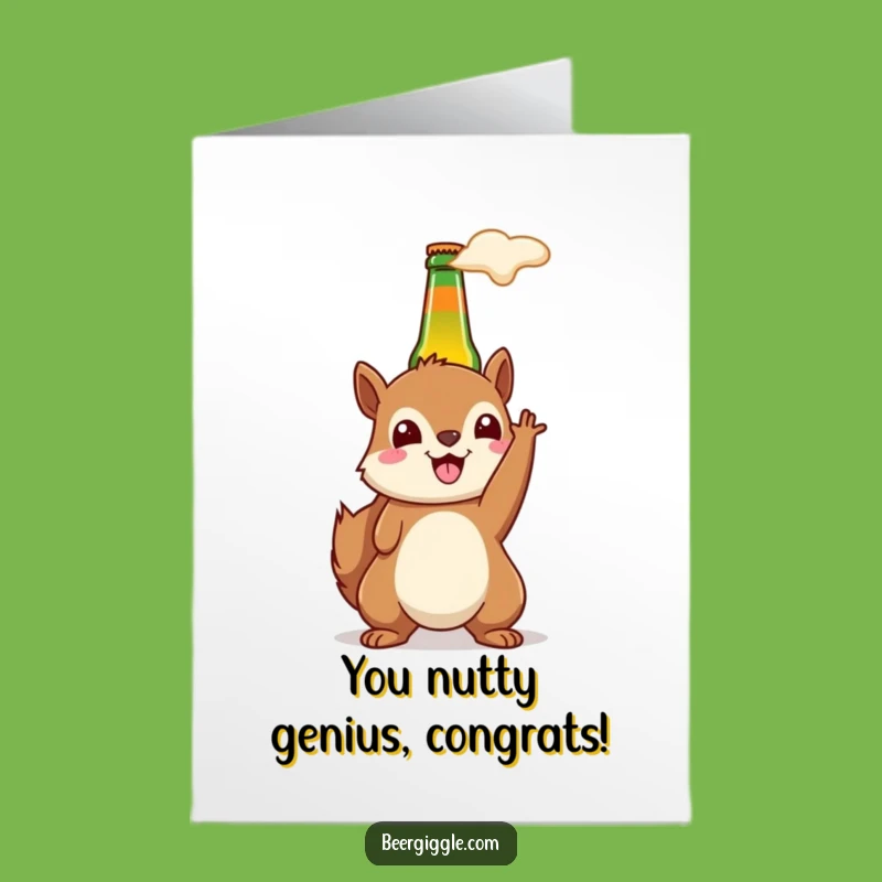 Free Printable Congrats Card: Kawaii Squirrel Beer Toast Downloadable