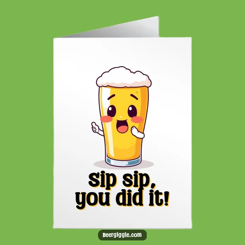 Free Printable Congrats Card: Pint Glass Sip Anticipation Downloadable