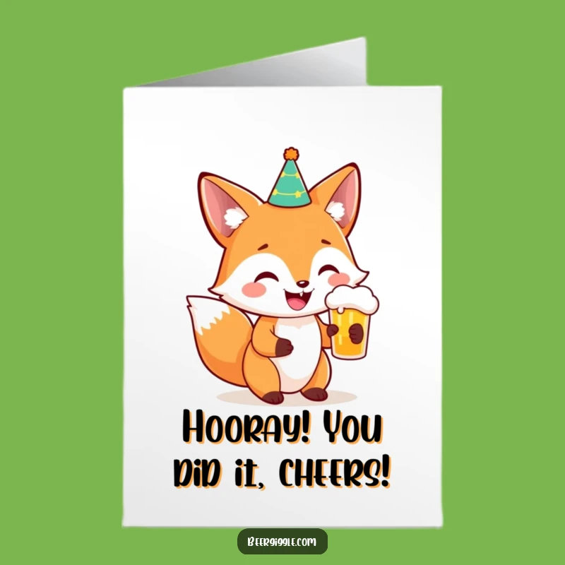 Free Printable Congrats Fox Card: Beer Toasting Party Animal Cheers!