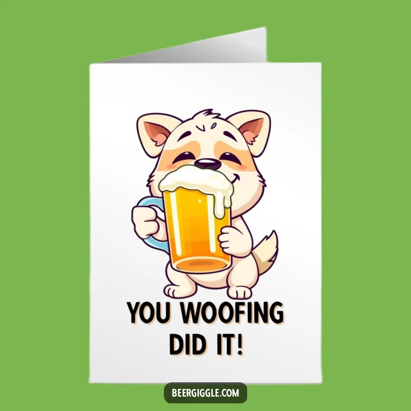 Free Printable Dog Congrats Card: Funny Beer Mug for a Cheerful Downloadable Gift