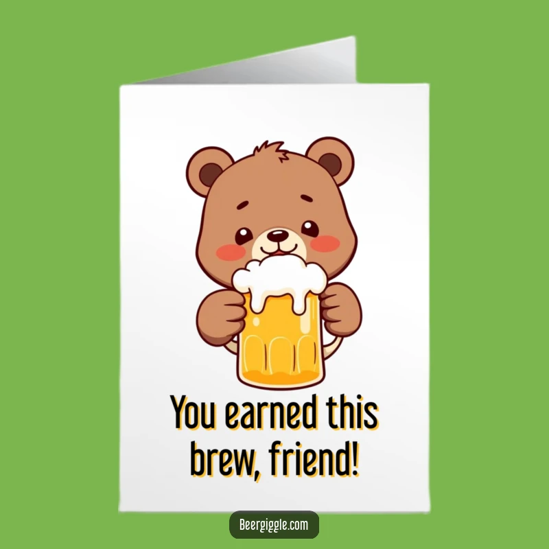 Free Printable Funny Bear Beer Congrats Card - Best Downloadable Gift