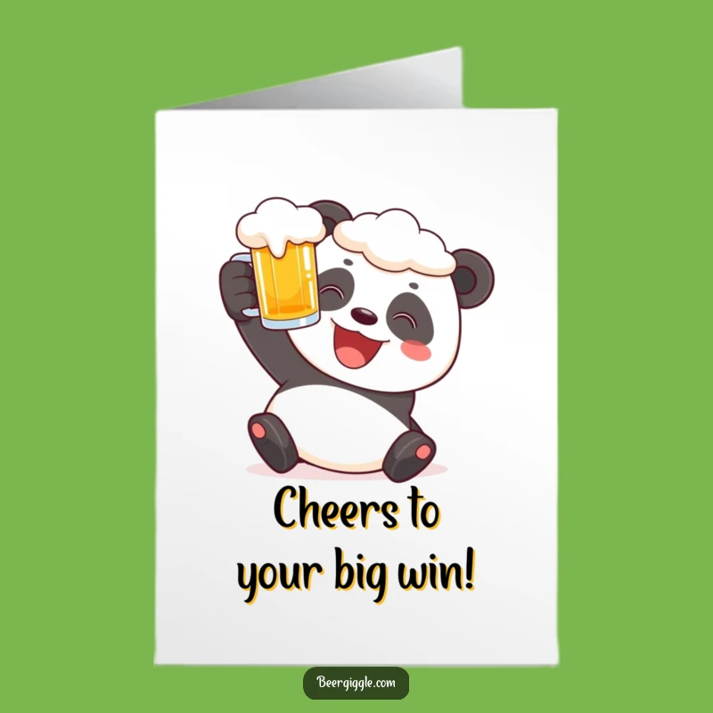 Free Printable Panda Congrats Card: Funny Beer Toast for a Cheerful Downloadable Gift