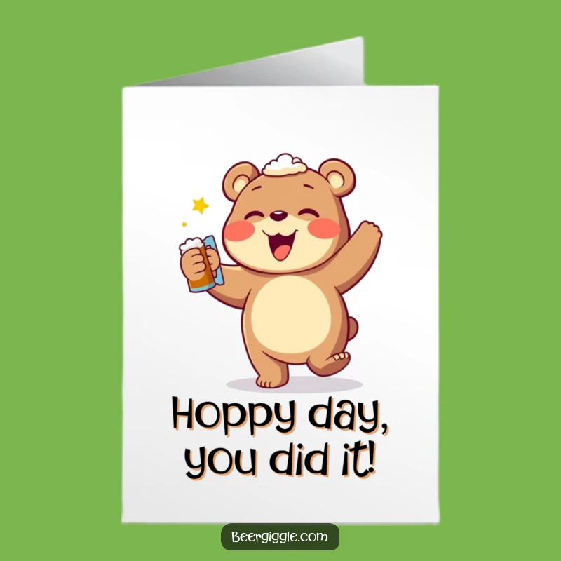 Free Printable Bear Beer Dance Congrats Card - Humorous Downloadable Gift