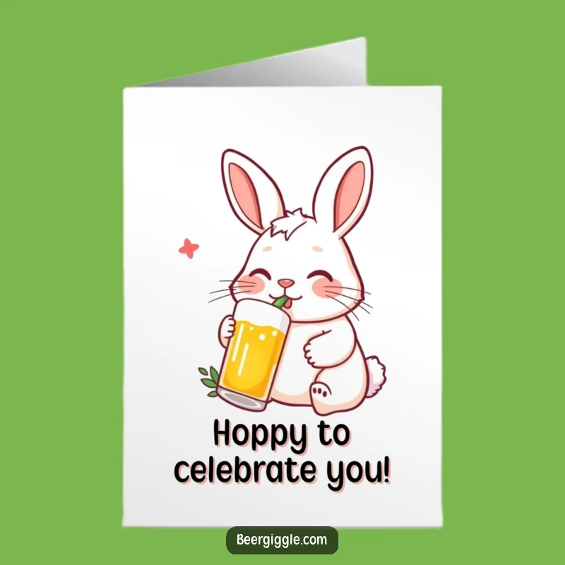 Free Printable Congrats Card: Rabbit Beer Straw Celebration Humor Downloadable