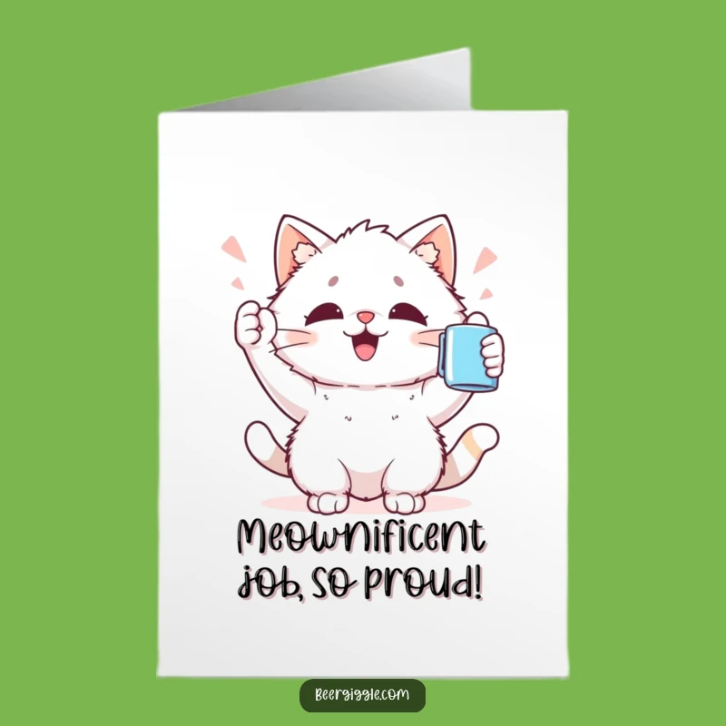 Free Printable Congrats Card: Funny Cat Cheers, You Did It!