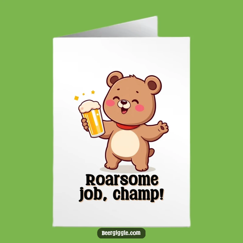 Free Printable Bear Congrats Card: Funny Dancing Beer Holder for a Cheerful Downloadable Gift