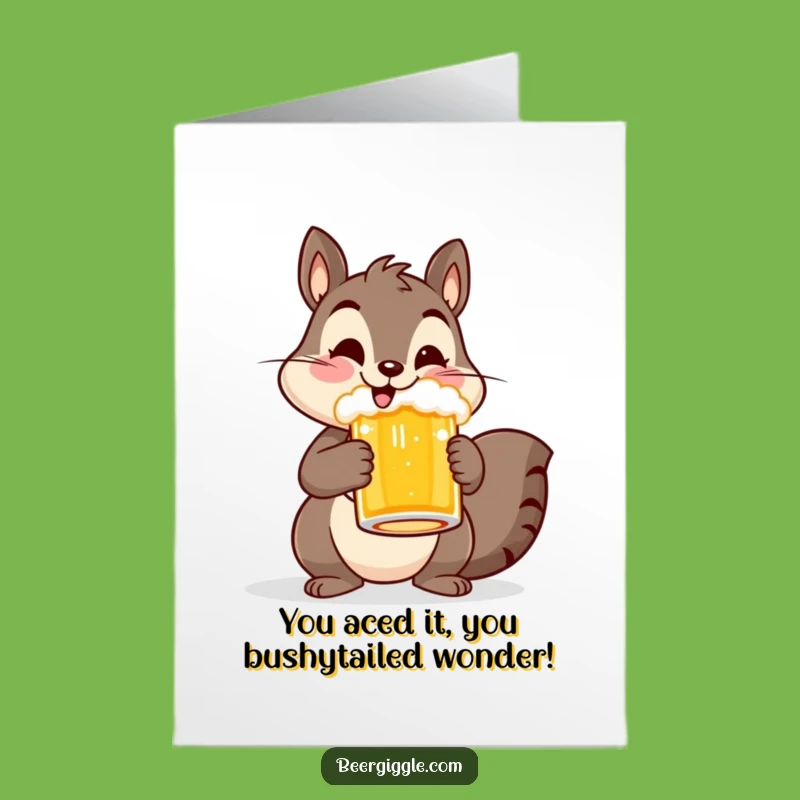 Free Printable Congrats Card: Squirrel Beer Mug, Festive DIY Downloadable Art