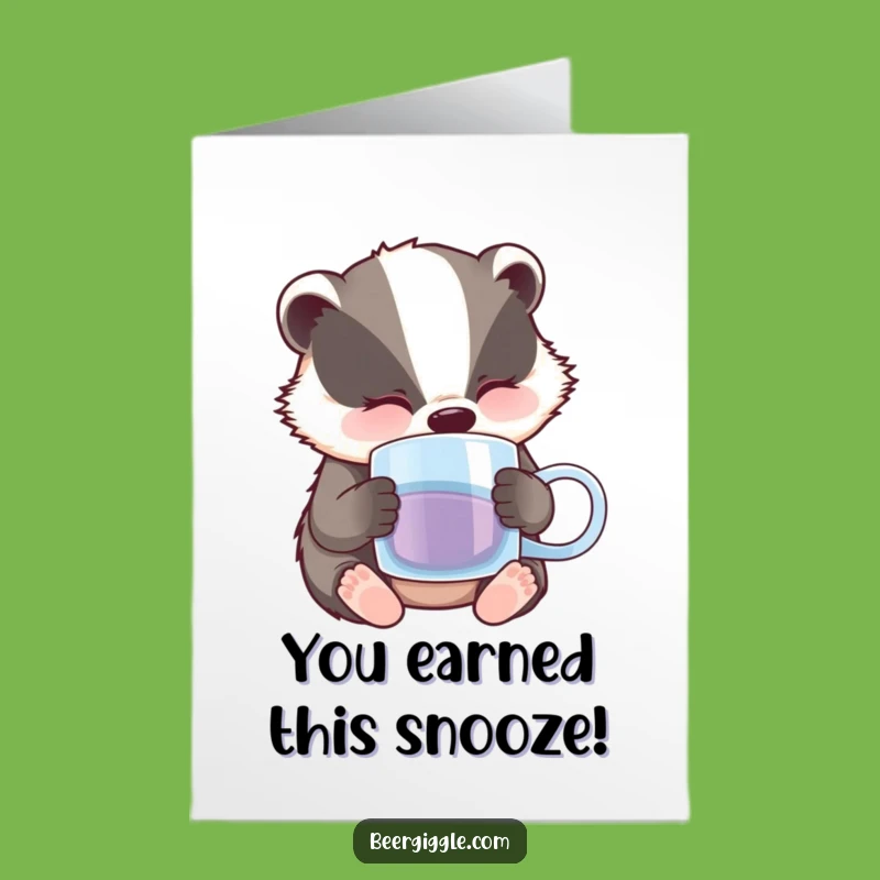 Free Printable Congrats Card: Sleepy Badger Beer Nap Humor for Relaxed Celebrations