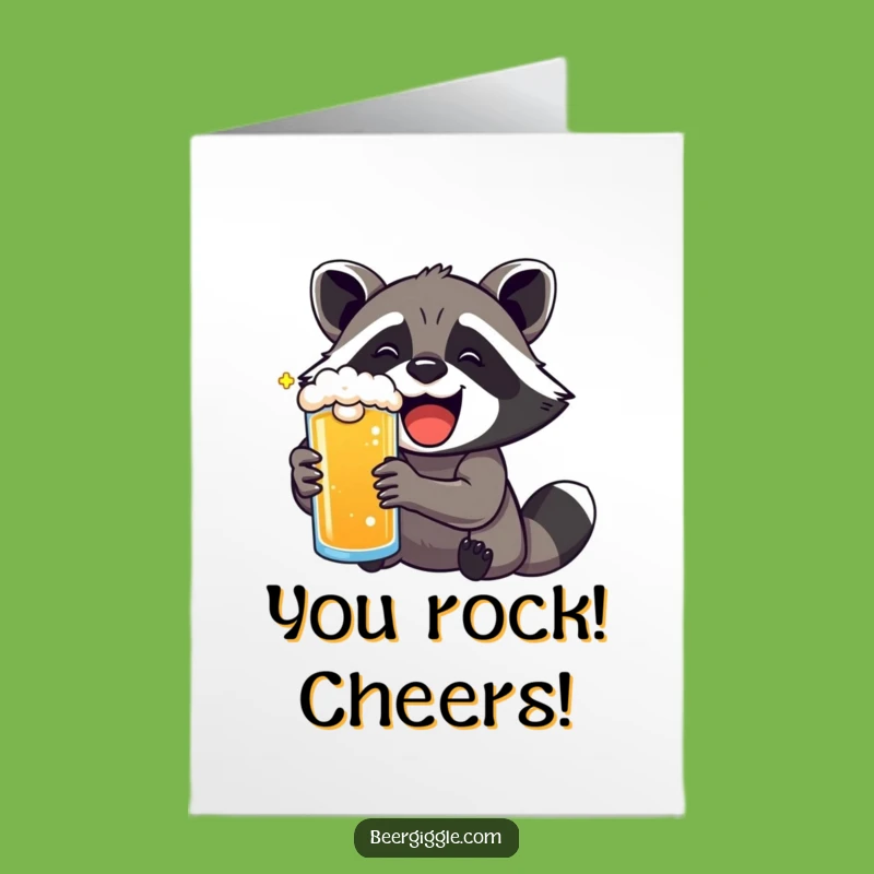 Free Printable Raccoon Congrats Card: Funny Downloadable Beer Delight