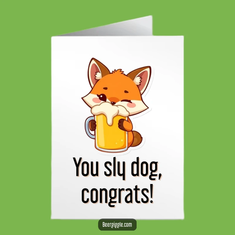 Free Printable Fox Congrats Card: Funny Winking Toast for a Cheerful Downloadable Gift