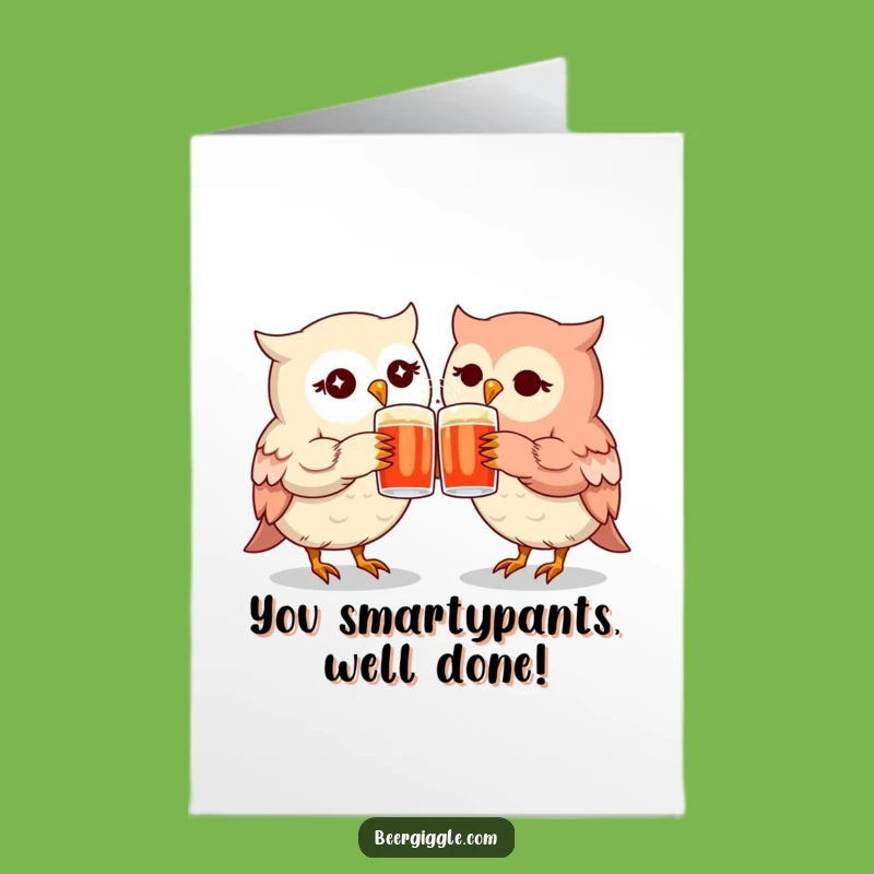 Free Printable Congrats Card: Kawaii Owls Mugs Clinking Celebration