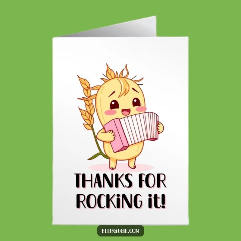 Free Printable Barley Accordion Thank You Card: Giggling Music Design for Downloadable Gift