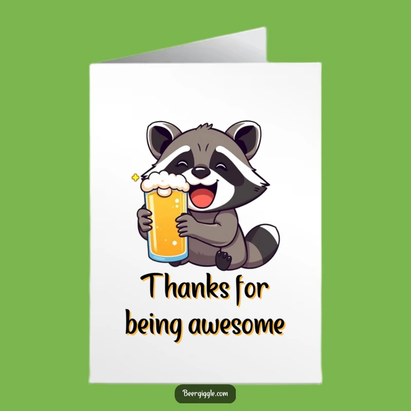 Free Printable Raccoon Thank You Card: Funny Downloadable Beer Lover