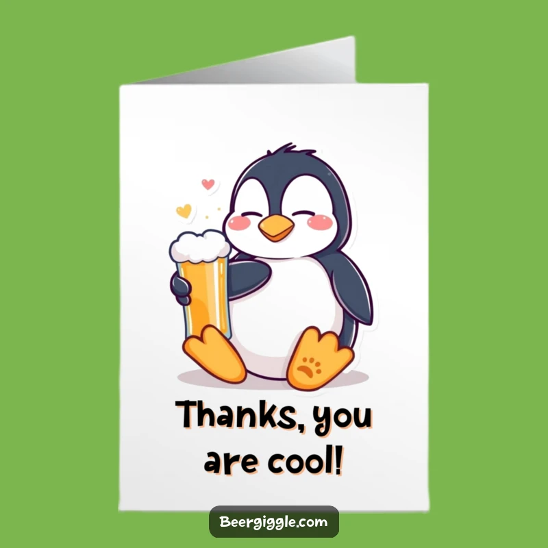 Free Printable Thank You Card: Cool Kawaii Penguin Beer Gift