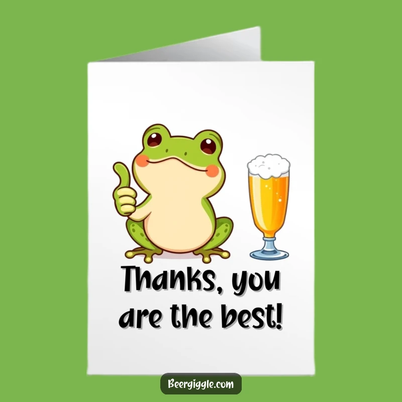 Free Printable Thank You Card: Cute Kawaii Frog Beer Gift
