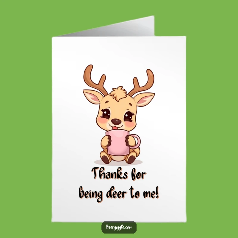 Free Printable Thank You Card: Deer with Antler Mug - Express Gratitude