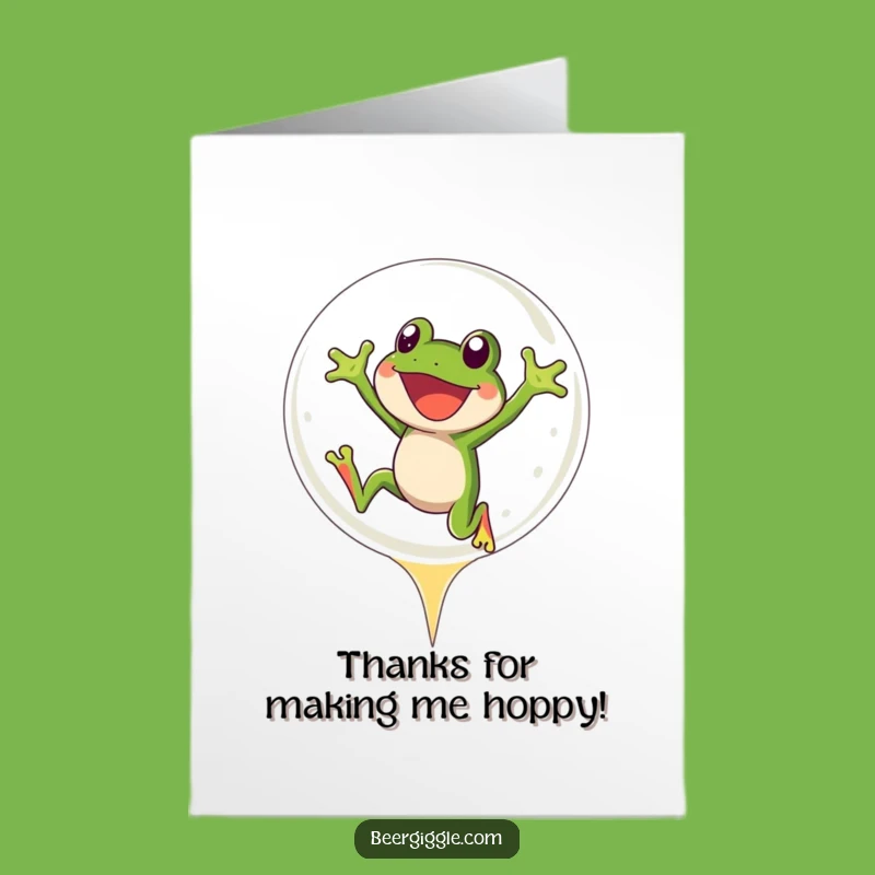 Free Printable Thank You Card: Frog Beer Bubble Leap Humor for Gratitude Downloadable