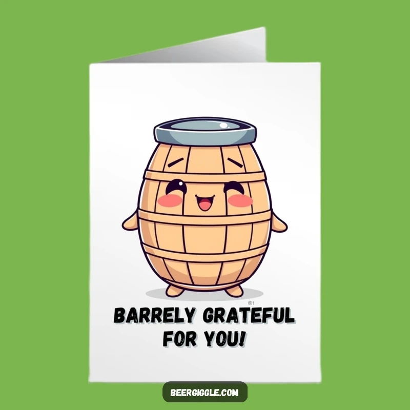 Free Printable Thanks Card: Barrel Bobbing Gratitude Downloadable Gift