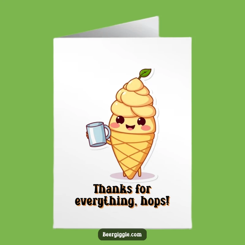 Free Printable Thanks Card: Hops Cone Cheers Downloadable Gift