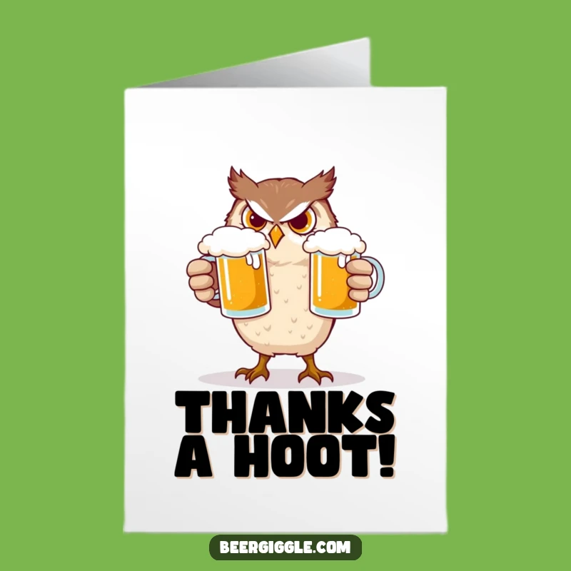 Free Printable Thank You Card: Owl Beer Balance Humor for Gratitude Downloadable