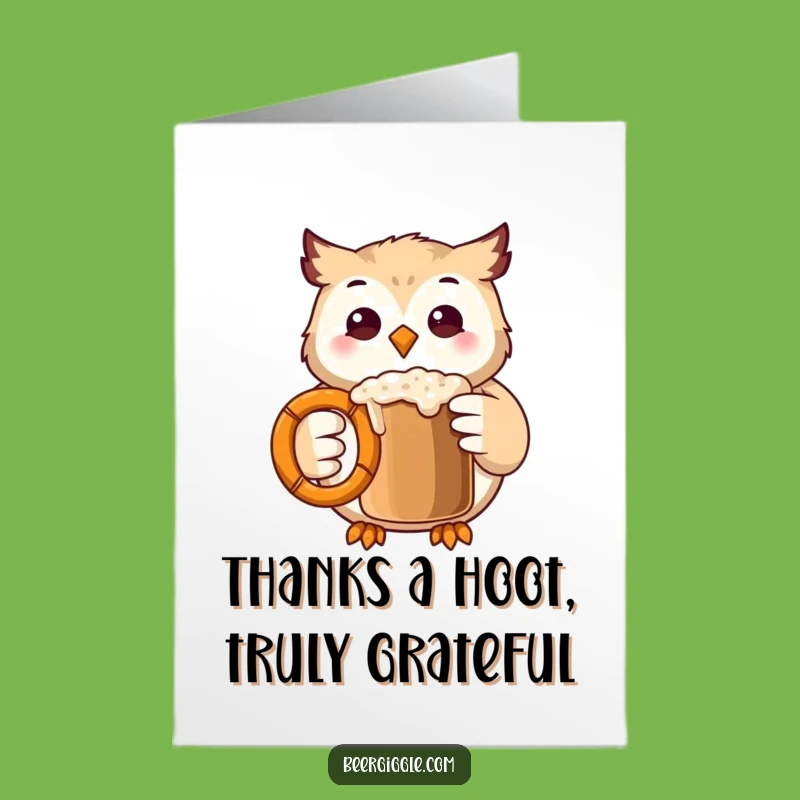 Free Printable Thank You Card: Kawaii Owl Cheers, So Grateful!
