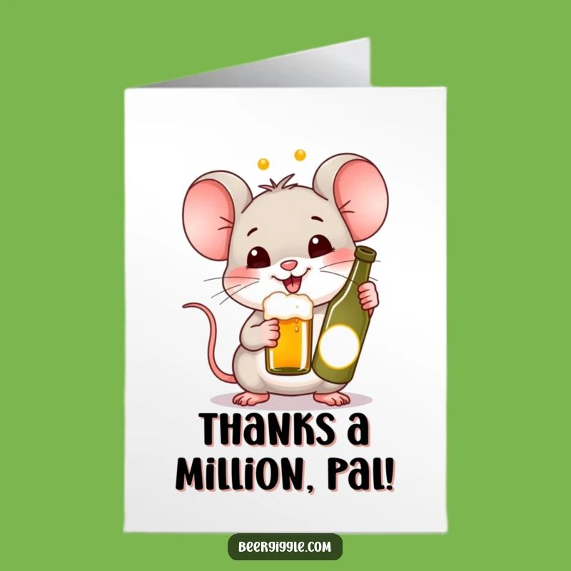 Free Printable Thank You Card: Cute Kawaii Mouse Beer Gift
