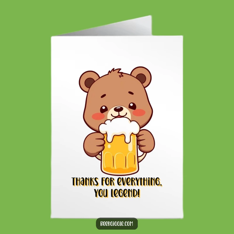 Free Printable Funny Bear Thank You Card - Sweet Downloadable Gift