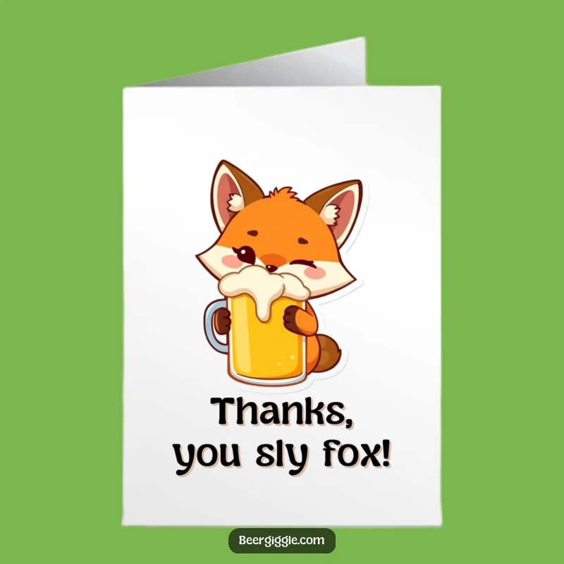 Free Printable Fox Thank You Card: Funny Winking Toast for a Grateful Downloadable Gift