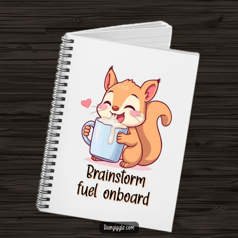 Funny Kawaii Squirrel Chugging Notebook: A playful squirrel drinking from a tiny mug. Ideal for jotting down humorous thoughts and creative ideas.
