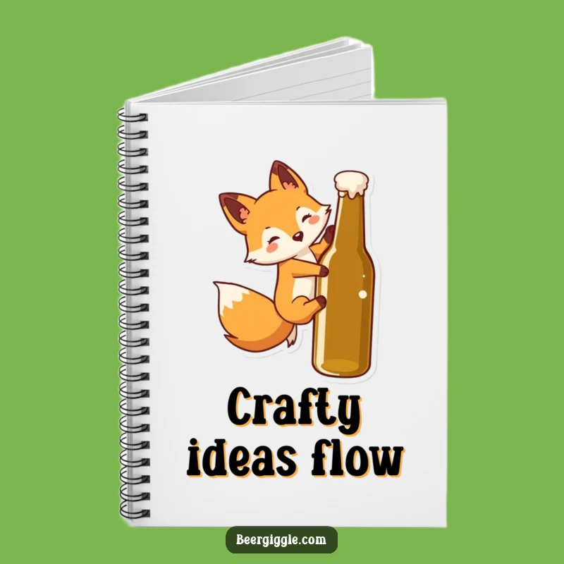 Funny Kawaii Fox Notebook: Journal with Fox Sliding Beer Bottle, Gift Idea