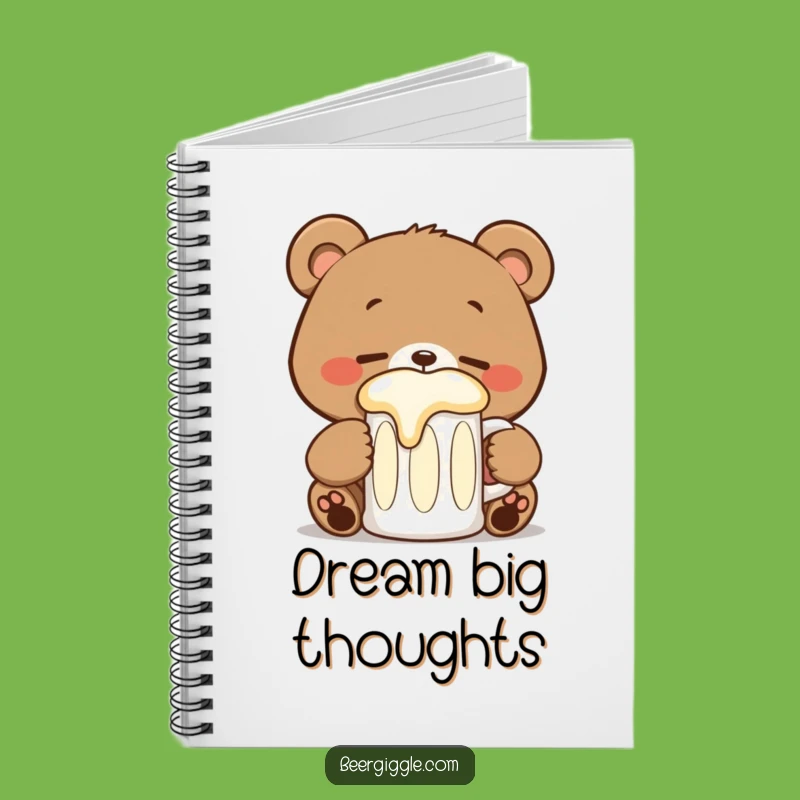 Funny Kawaii Bear Stein Notebook - Jot Down Happy Thoughts