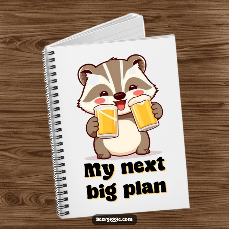 Funny Badger Toast Notebook: A cheerful badger holding two mugs in a toast, perfect for jotting down funny ideas.