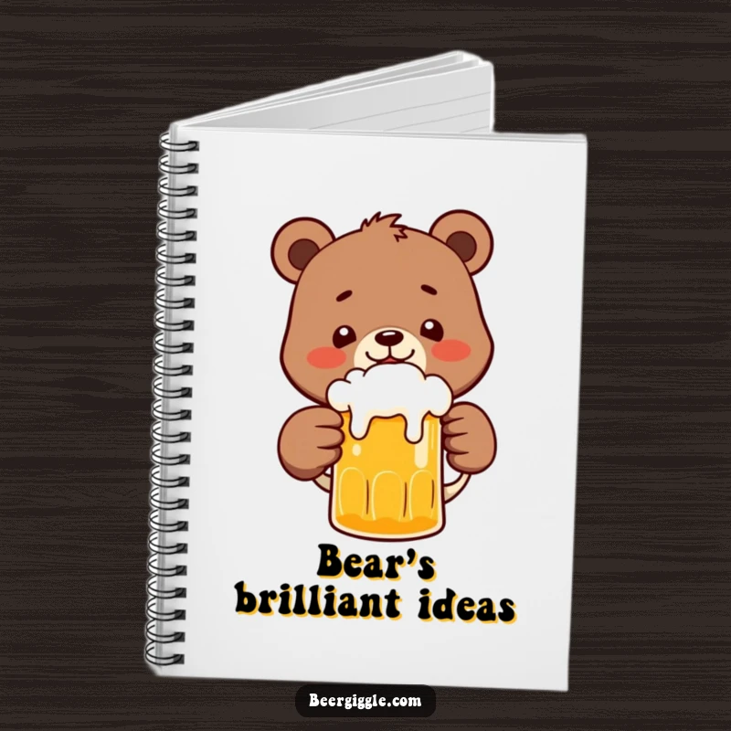 Funny Bear Notebook: A happy bear character clinking a frothy beer mug, perfect for notes, sketches, and journaling.