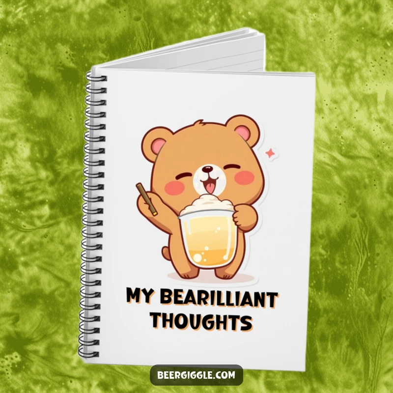 Funny Bear Winking Notebook: A delighted bear winks while balancing a foamy beverage, perfect for jotting down funny ideas.
