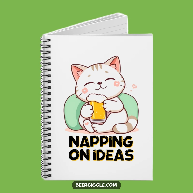 Funny Kawaii Cat Beer Relax Notebook: Calm Thoughts Inside