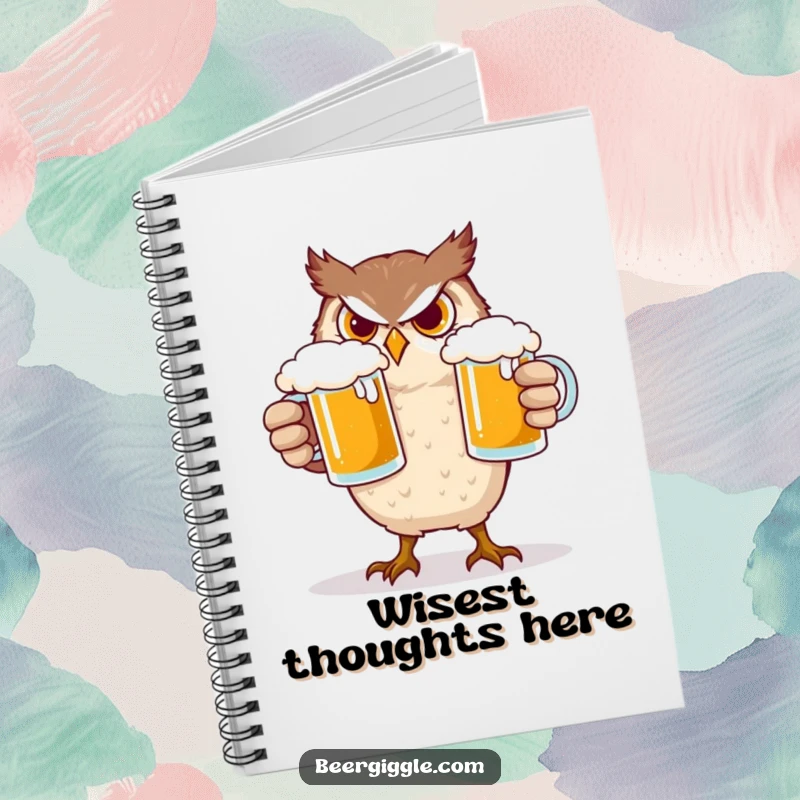 Funny Owl Notebook: A determined owl character balancing two beer mugs, ready for writing down funny thoughts.