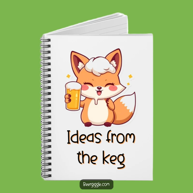 Funny Kawaii Fox Beer Wink Notebook: Jot Down Ideas with a Smile