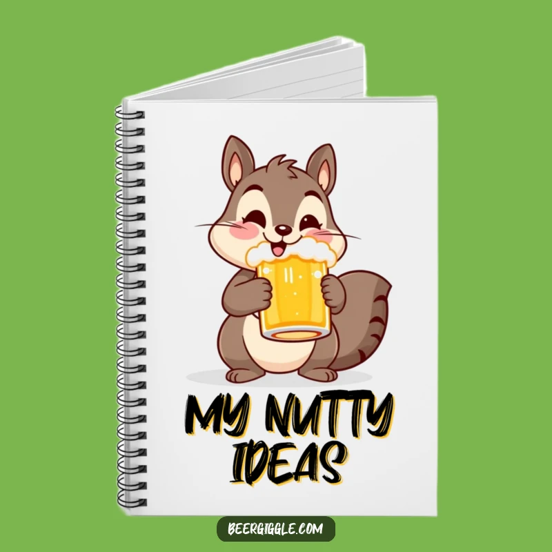 Funny Cheerful Squirrel Beer Mug Notebook - Woodland Journal Gift