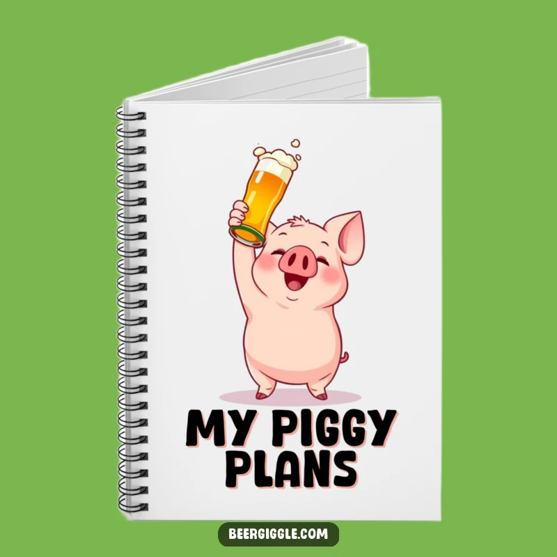 Funny Gleeful Pig Beer Bottle Notebook - Hilarious Journal Gift Idea