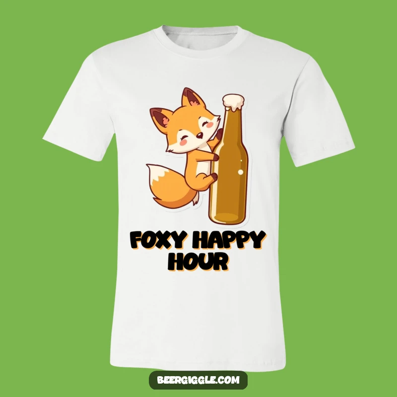Funny Kawaii Fox T-Shirt: Fox Sliding Beer Bottle Tee, Hilarious Gift