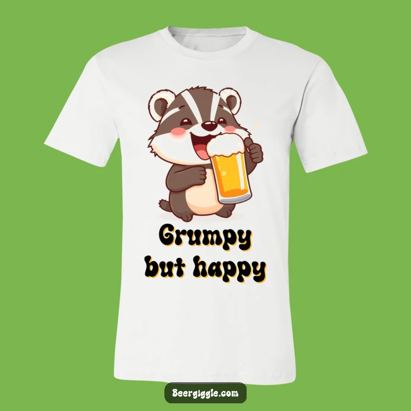 Funny Delighted Badger Beer T-Shirt - Toast to Happiness!