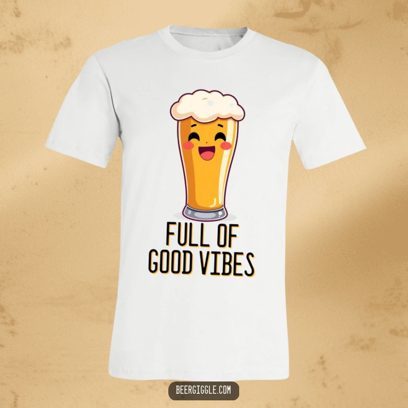 Funny pint glass t-shirt, delighted, overflowing with frothy beer, beer graphic, party apparel, humorous design.