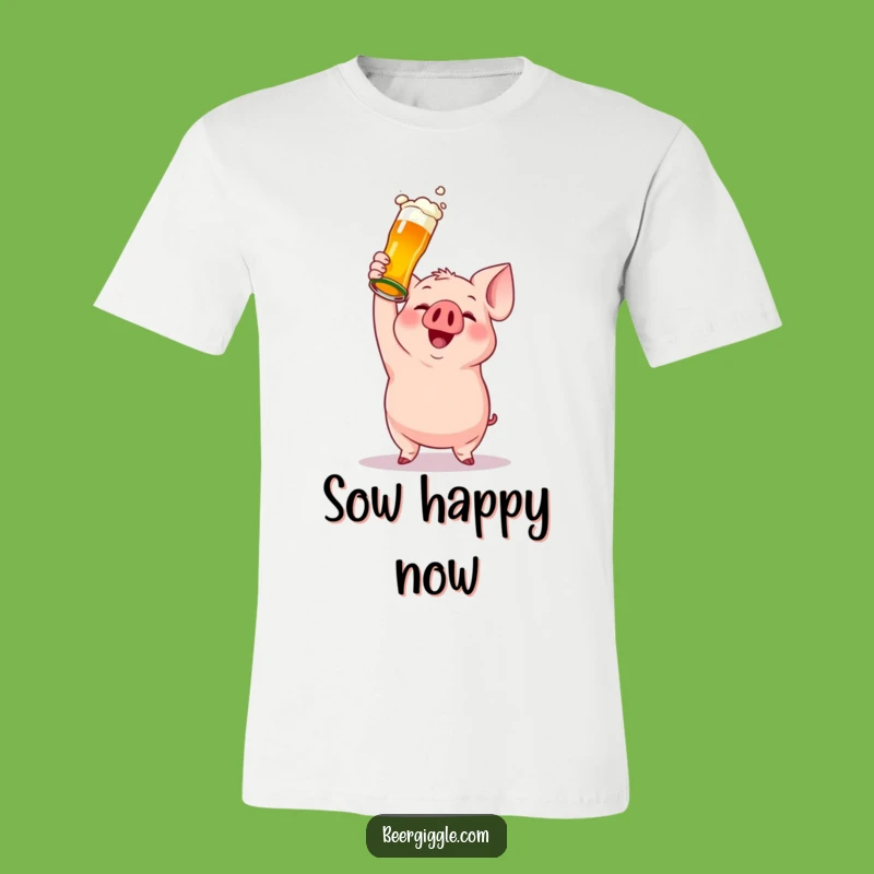 Funny Gleeful Pig Beer Bottle T-Shirt - Hilarious Party Tee Gift